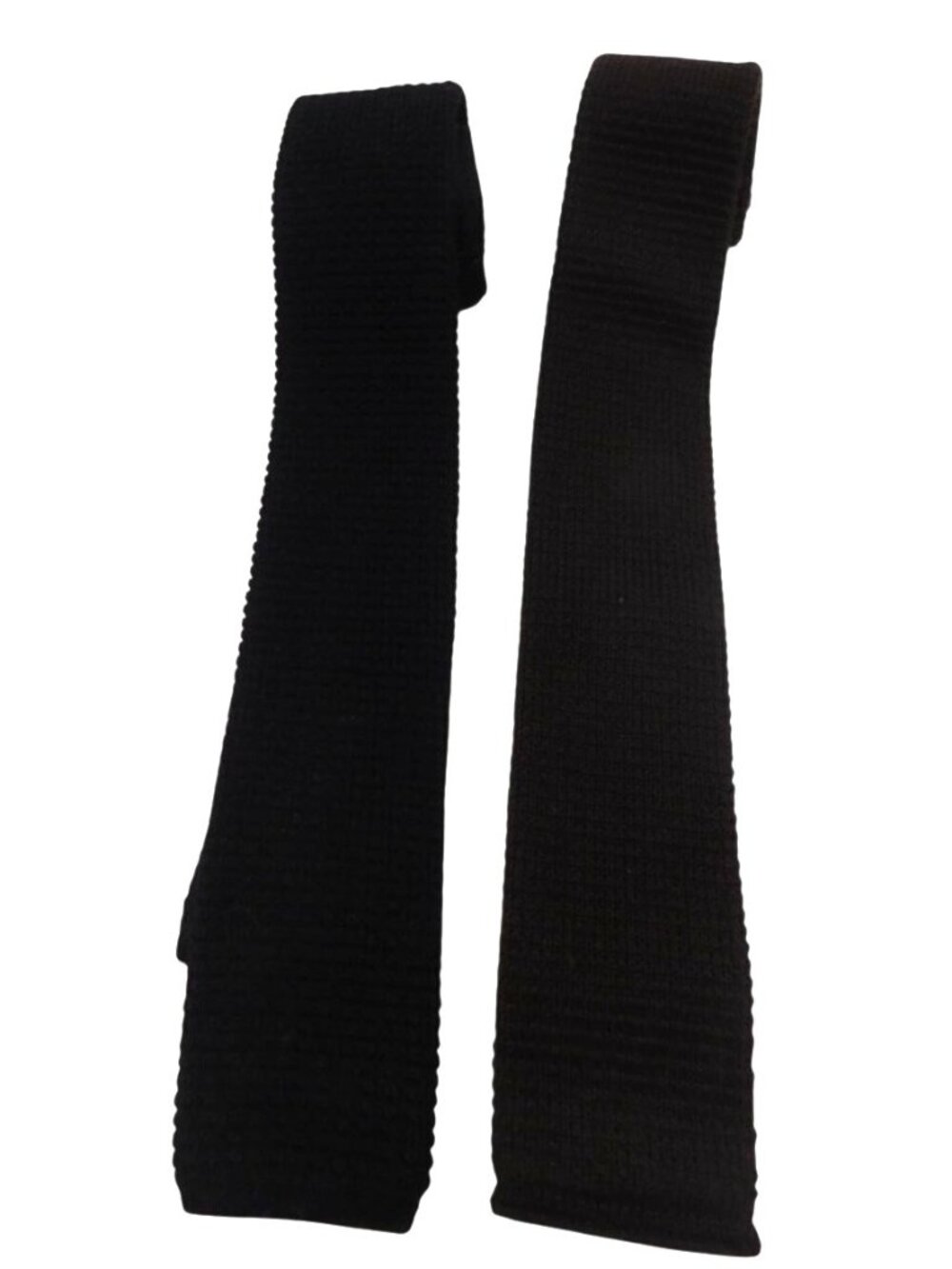 Wembley Knit Square Tip Skinny Ties Black Brown 100% Cotton Vintage Thin 2"